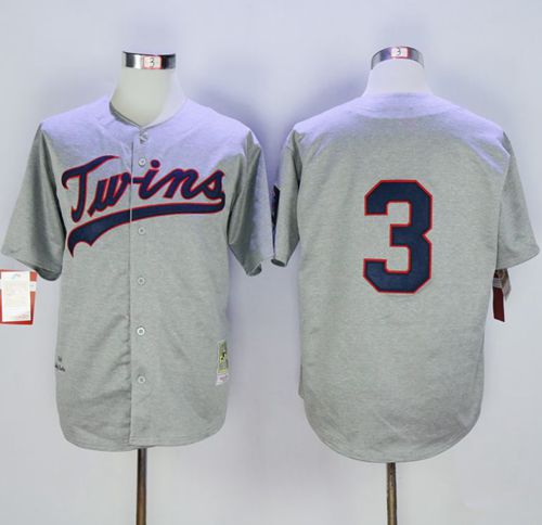 Mitchell And Ness 1969 Twins #3 Harmon Killebrew Grey Throwback Stitched MLB Jersey - Click Image to Close